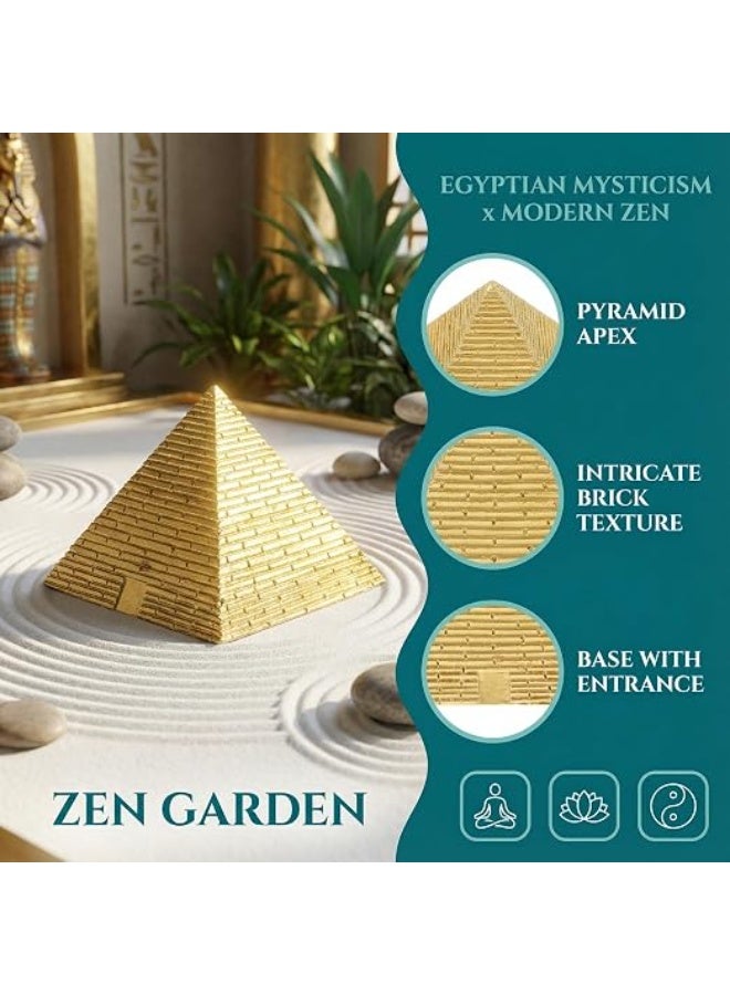 5.3cm Golden Resin Egyptian Pyramid Statue Mini Ancient Egypt Building Model Aquarium Terrarium Zen Sand Table Decor Ornament Egyptian Travel Souvenir Desktop Sculpture Gift - Image 4