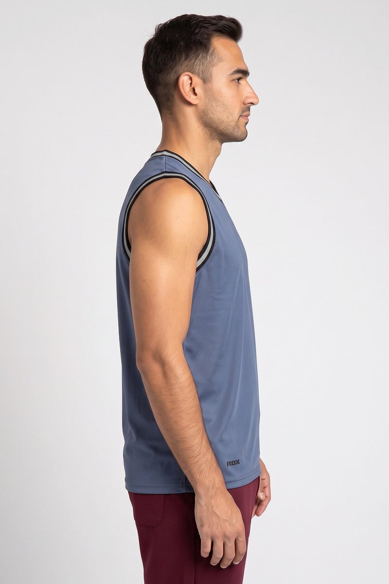 RBX Men Sportswear Fit Sleeveless Basketball Vest, Midnight Navy - Image 3