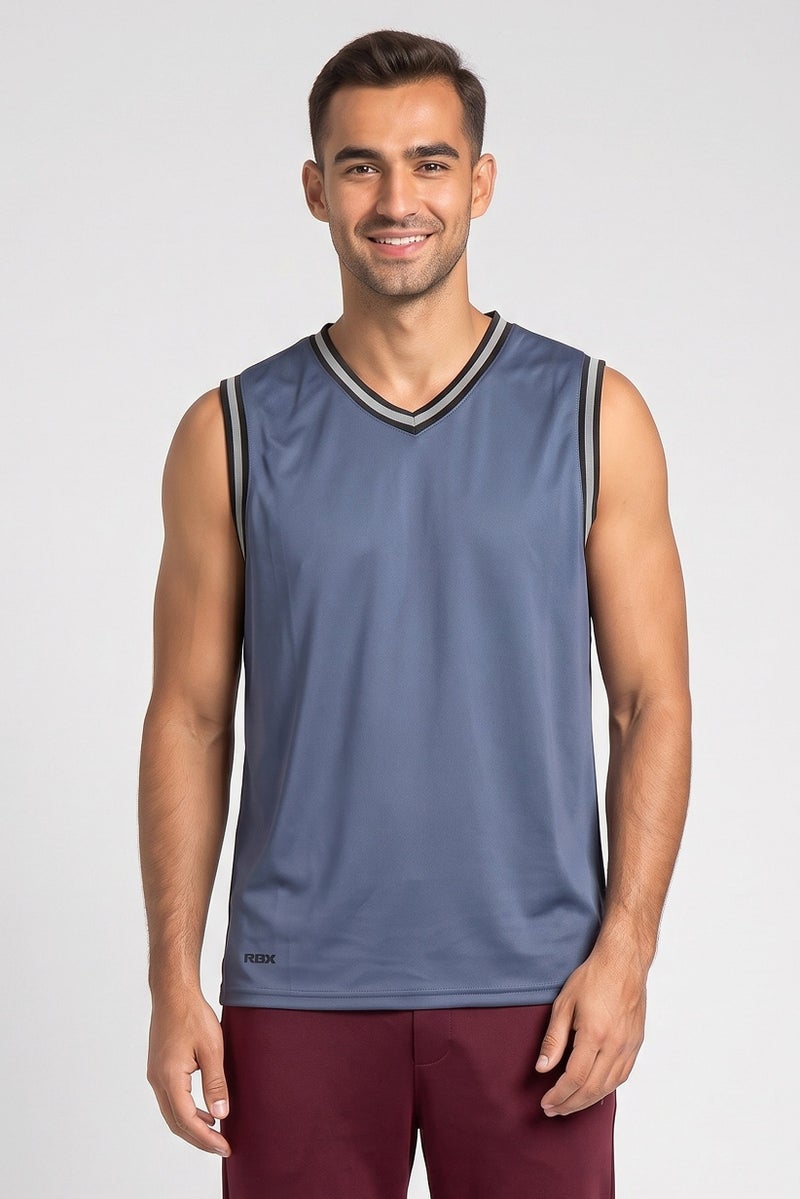 RBX Men Sportswear Fit Sleeveless Basketball Vest, Midnight Navy - Image 1