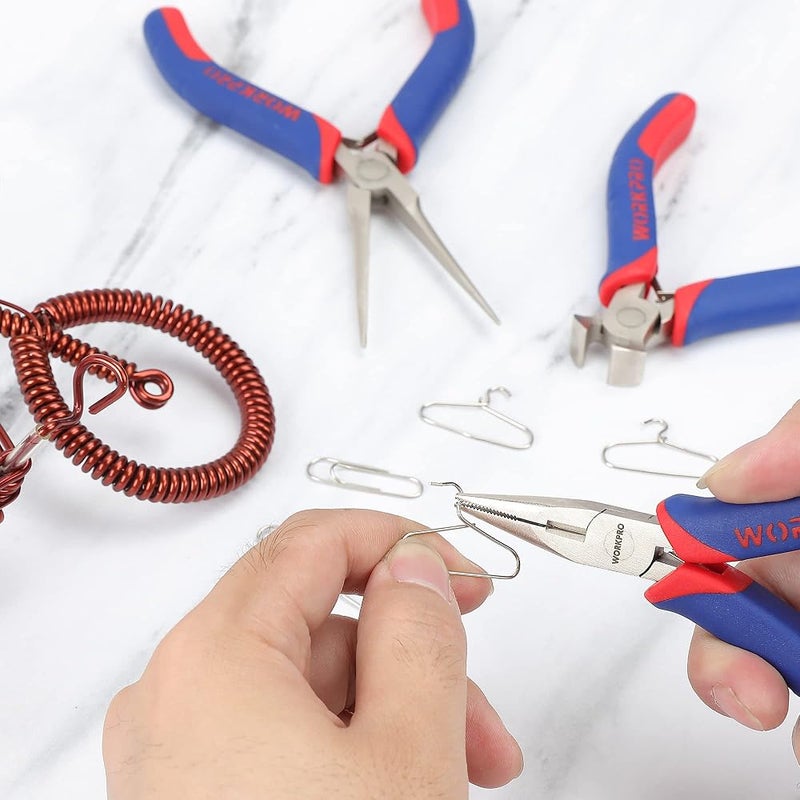 WORKPRO 5-Piece Mini Jewelry Pliers Set with Organizer Pouch - Image 3