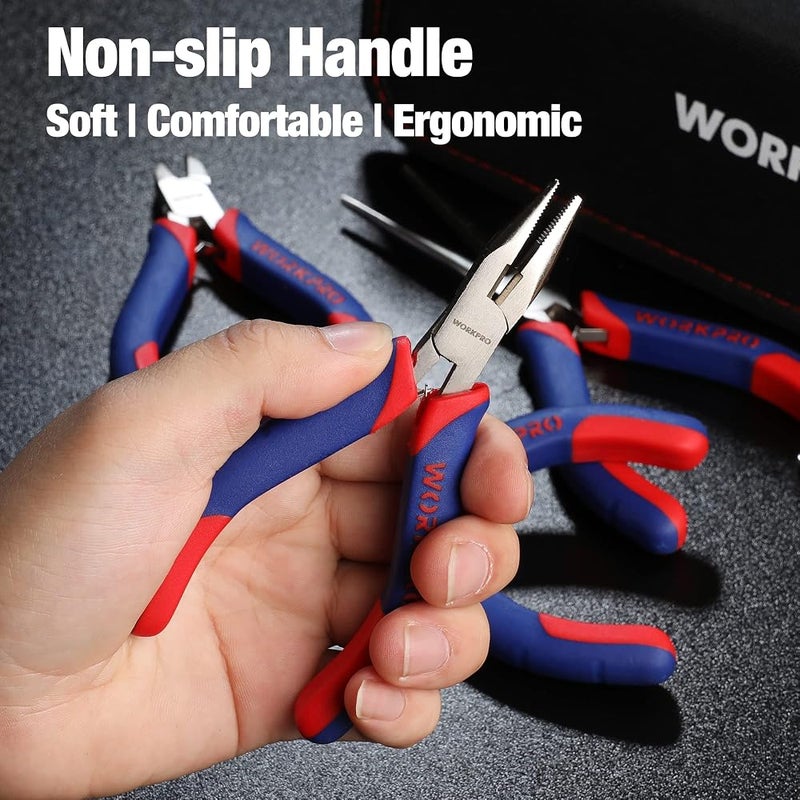 WORKPRO 5-Piece Mini Jewelry Pliers Set with Organizer Pouch - Image 5
