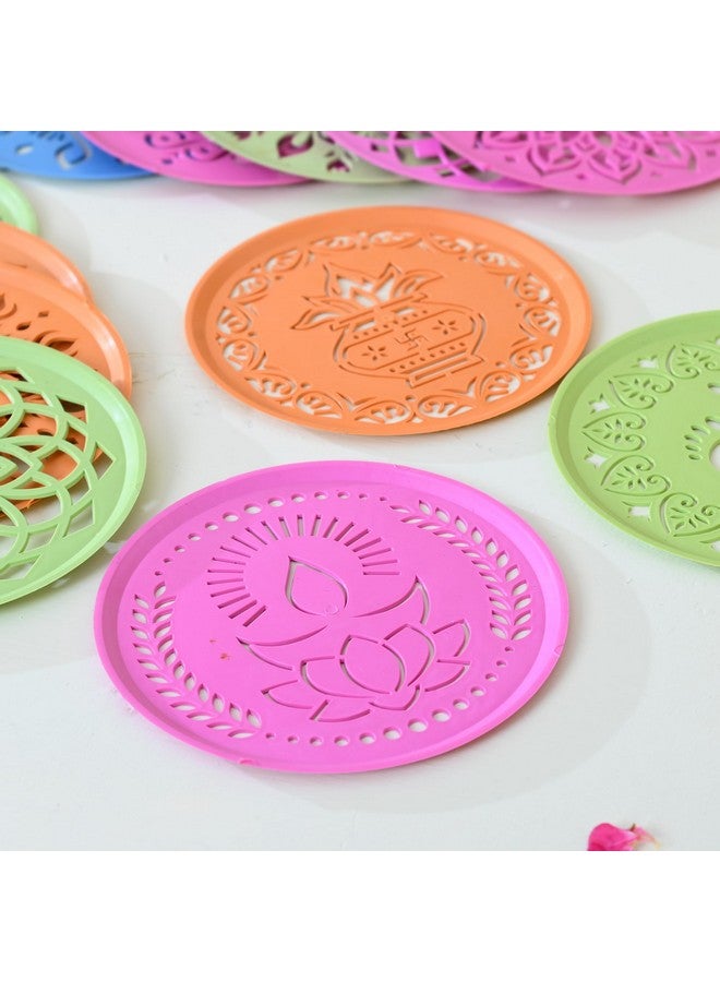 CRAFTAM Different Design Ready to Draw Rangoli Making Stencils, Rangoli Plastic Stencils for Floor Decoration (Set of 12, Size 6 Inch) - Image 2