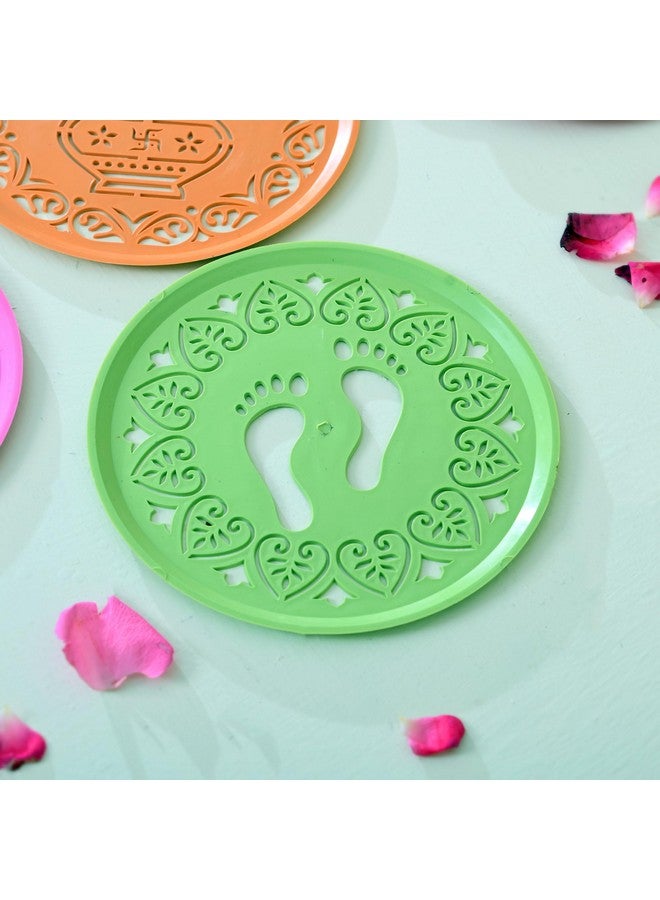 CRAFTAM Different Design Ready to Draw Rangoli Making Stencils, Rangoli Plastic Stencils for Floor Decoration (Set of 12, Size 6 Inch) - Image 3