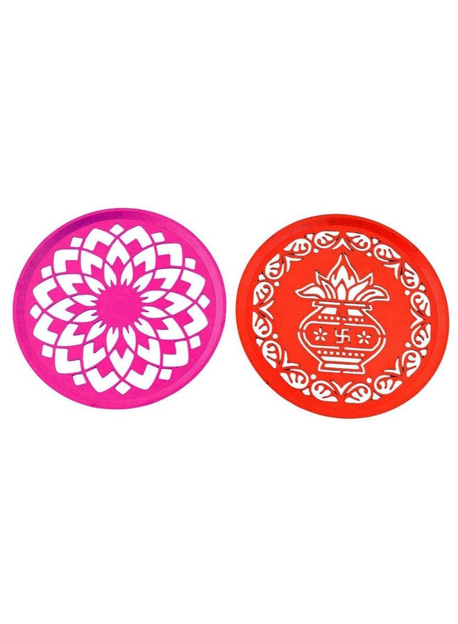 CRAFTAM Different Design Ready to Draw Rangoli Making Stencils, Rangoli Plastic Stencils for Floor Decoration (Set of 12, Size 6 Inch) - Image 4