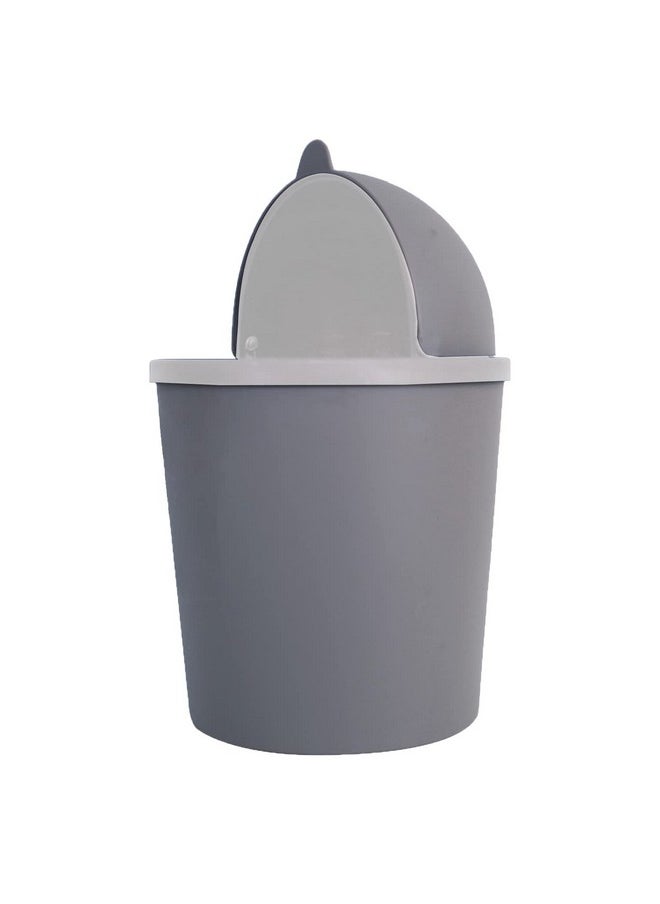 Kuber Industries Kuber Industries Table Dustbin|Plastic Swinging Lid Waste Storage Garbage Bin|Desktop Trash Can For Study Table, Office(Gray)  - Image 4
