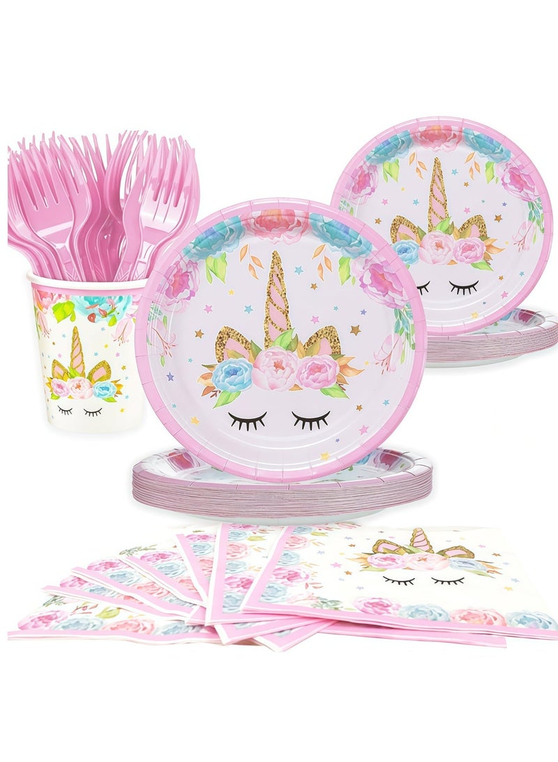 Balloon World 114-Piece Unicorn Theme Party Disposable Tableware Set - Image 2