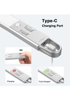 Excefore Under Cabinet Lights Wireless Type C Rechargeable Cupboard Lights with Magnetic Strip Motion Sensor Cupboard LED Night Light with 3000mAh Battery for Stairs Wardrobe Garage Hallway  - Image 3