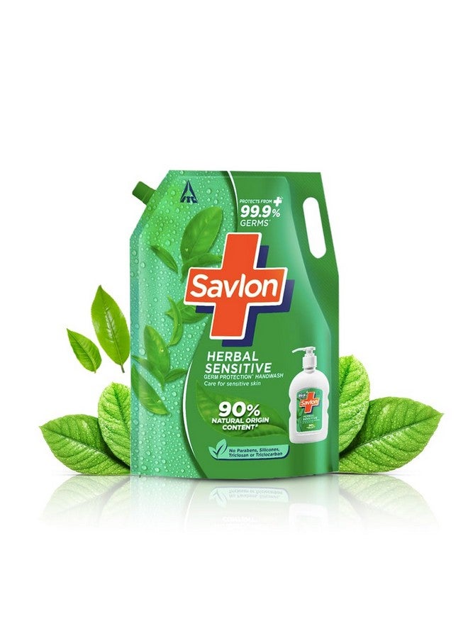 Savlon Herbal Sensitive Germ Protection Liquid Handwash, 1500Ml Hand Wash Refill, 90% Natural Origin, For Sensitive Hands - Image 1