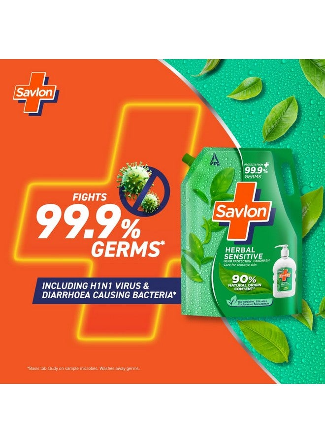 Savlon Herbal Sensitive Germ Protection Liquid Handwash, 1500Ml Hand Wash Refill, 90% Natural Origin, For Sensitive Hands - Image 2