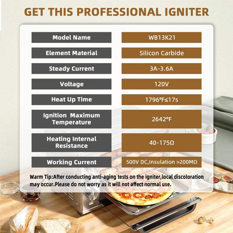 Fetechmate ترقية Wb13K21 استبدال مشعل الفرن مع قابس الموصل المتوافق مع G-E Hot-Point Ken-More Range Oven Gas Stove استبدال Dg94-00520A Wb13K0021 Wb13K0013 Wb13K10009-1 سنة الضمان - Image 5