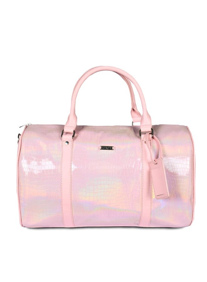 Strutt Premium Pink Leatherette Duffel Bag for Travel for Women Ii Spacious Ii Lightweight Weekender Ii Perfect Gym Bag for Women, 22 cm - Image 1