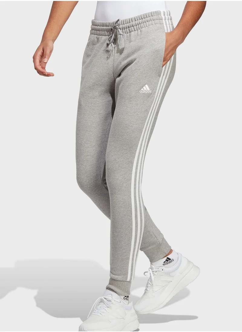 Adidas 3 Stripes Essential French Terry Cuffed Sweatpants