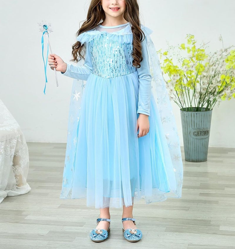 Stelle Girls Dress Shoes Glitter Princess Shoe Flower Mary Jane Low Heels Party Wedding Prom Footwear for Toddler Kids(T13-Blue, 9MT) - Image 2