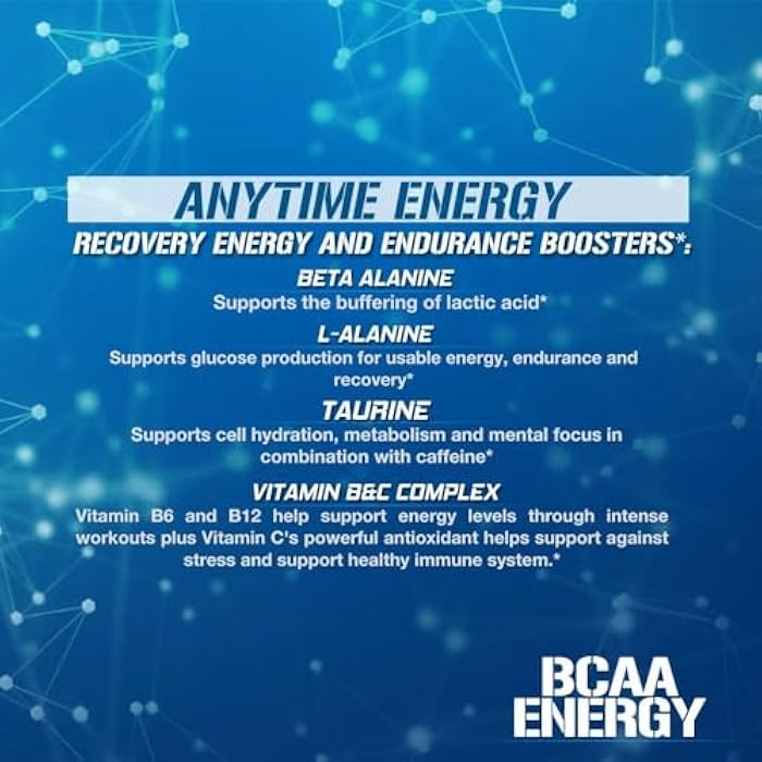 Evlution EVL BCAAs Amino Acids Powder - BCAA Energy Pre Workout Powder for Muscle Recovery Lean Growth and Endurance - Rehydrating Post Workout Recovery Drink with Natural Caffeine - Blue Raz - Image 4