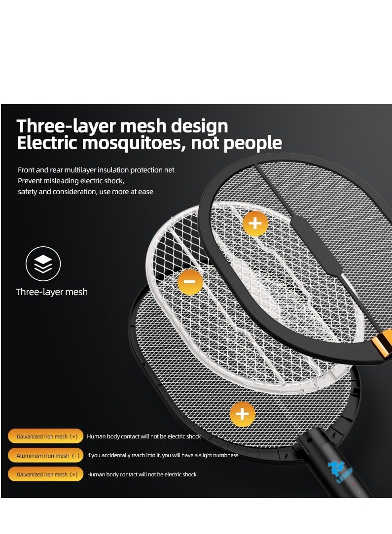 ليشب 3000V محمولة باليد فخ ذبابة، 3 طبقة واقية شبكة مبيد مضرب لغرفة النوم المنزلية مكتب المطبخ الفناء الخلفي في الهواء الطلق في الهواء الطلق مع قاعدة شحن أعلى وجدار قاعدة الشحن - Image 5