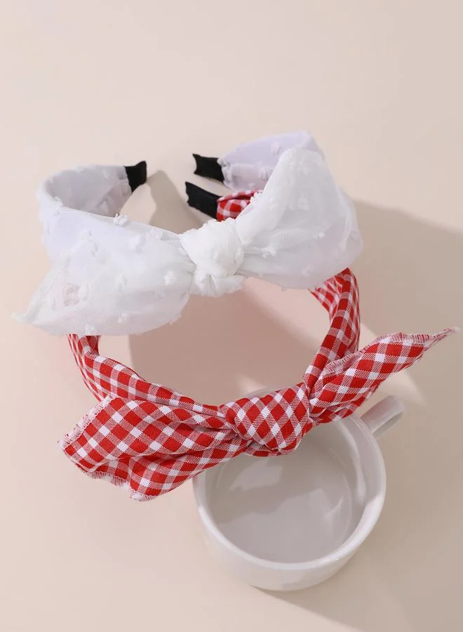 تايك تو طقم عصابات رأس دانتيل بطبعة مربعات قطعتين