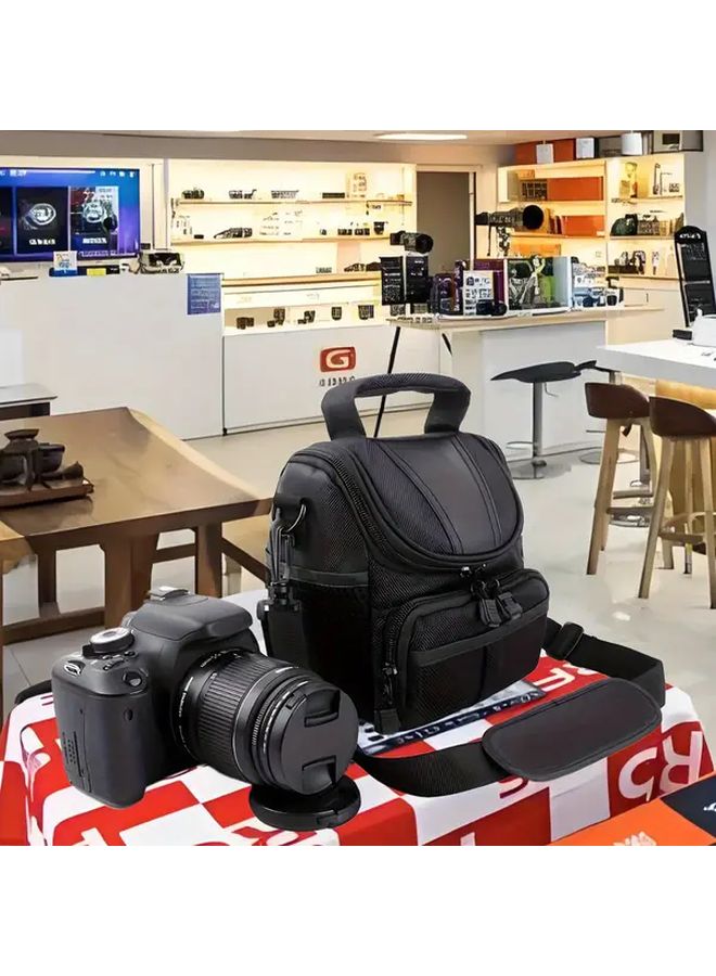 Lightweight Black Nylon Camera Backpack For DSLR With Multiple Compartments Adjustable Strap - Image 2