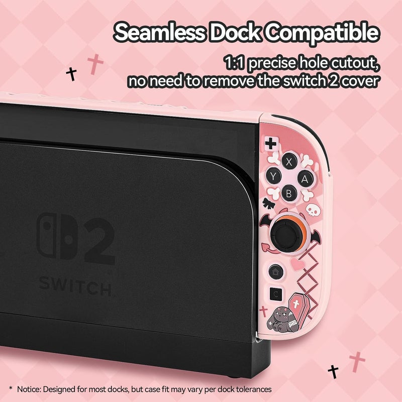 GeekShare غلاف وقائي من متوافق مع Switch 2، علبة قابلة للإرساء كرتونية كايوية لـ Switch 2، غلاف بتصميم مضاد للخدش وامتصاص الصدمات (أرنب القوطية) - Image 3