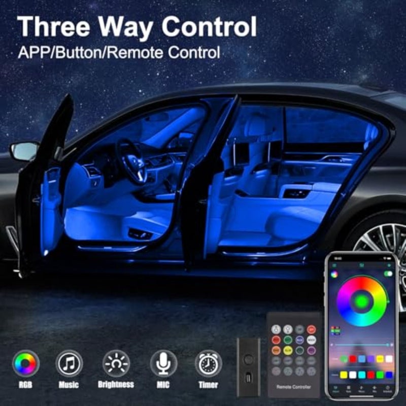 Interior Car LED Strip Lights with Wireless APP and Remote Control, RGB 2 in 1 Car Ambient Lighting Kit with 158 Inches Fiber Optic, Inside Neon Dash Strip with Music Mode - Image 4