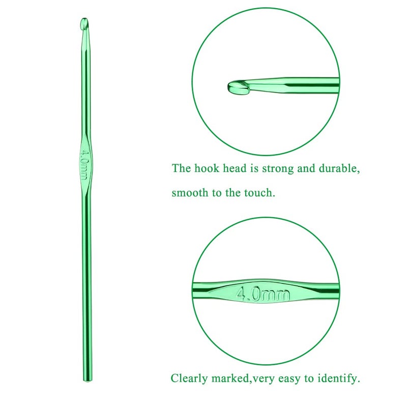 Iuuidu 4mm Aluminum Crochet Hook, Smooth Crochet Needles, Knitting Needles for Yarn Craft, Great Handmade DIY Present for Friends, Random Color - Image 3