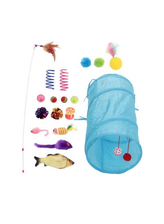 Meetion Tear resistant cat tunnel and 17 pcs interactive multicolor cat toys - Image 5