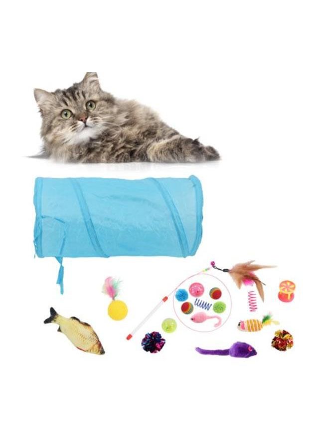 Meetion Tear resistant cat tunnel and 17 pcs interactive multicolor cat toys - Image 4
