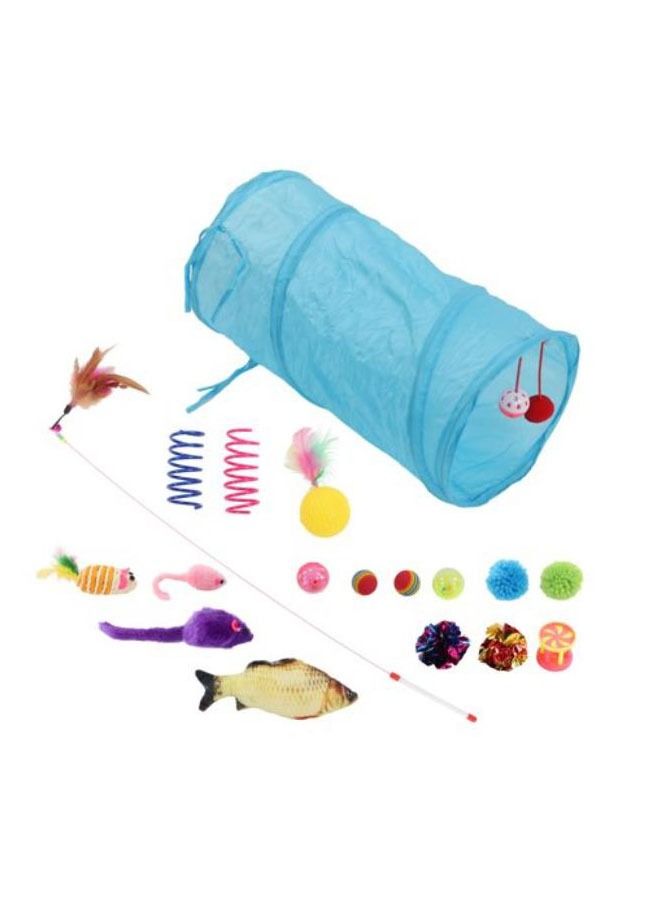 Meetion Tear resistant cat tunnel and 17 pcs interactive multicolor cat toys - Image 3