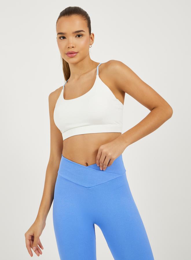 Styli Contrast String Strap Back Detail Sports Bra  - Image 1