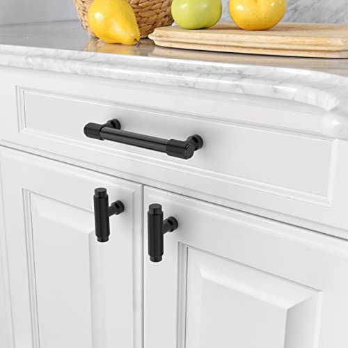 Amerdeco 10 Pack Matte Black Knurled Cabinet Pulls 3-3/4 Inch(96mm) Hole Center Kitchen Handles Drawer Pulls Cabinet Hardware ZH0034 - Image 4