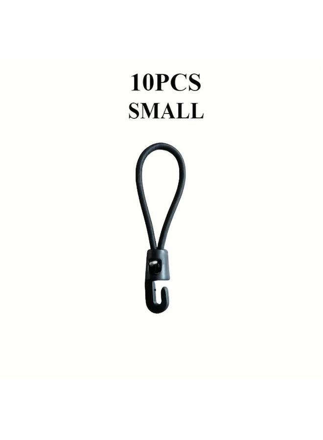 10pcs Small Heavy Duty Elastic Tie Straps with Metal Hooks for Outdoor Camping - Image 1