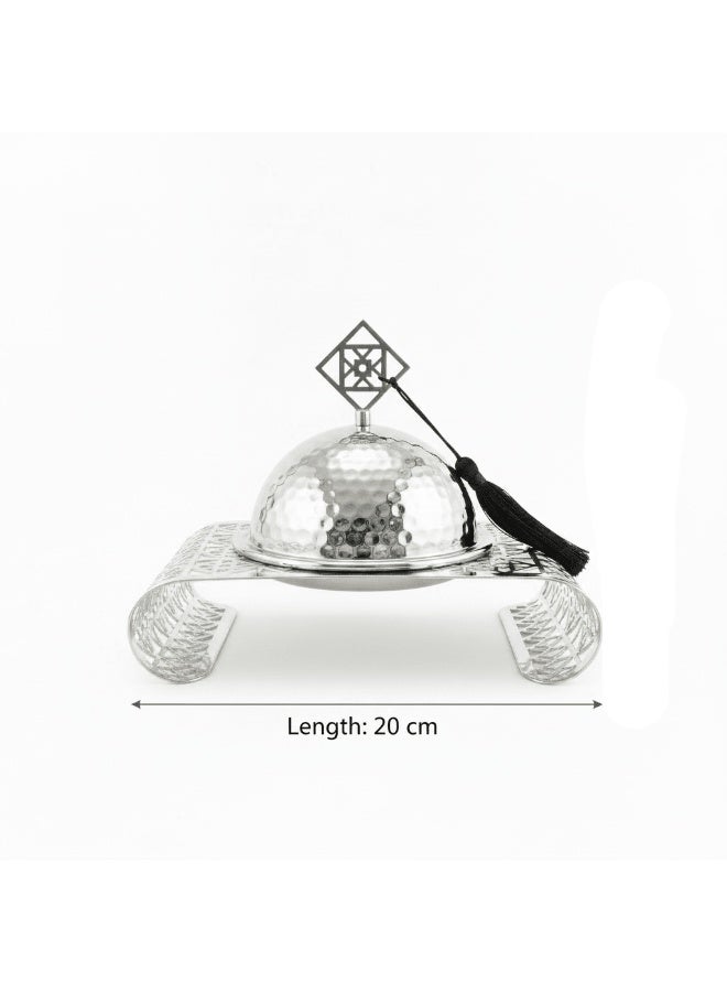 AKDC Silver Metal Candy Bowl with Filigree Base and Dome Lid - Image 4