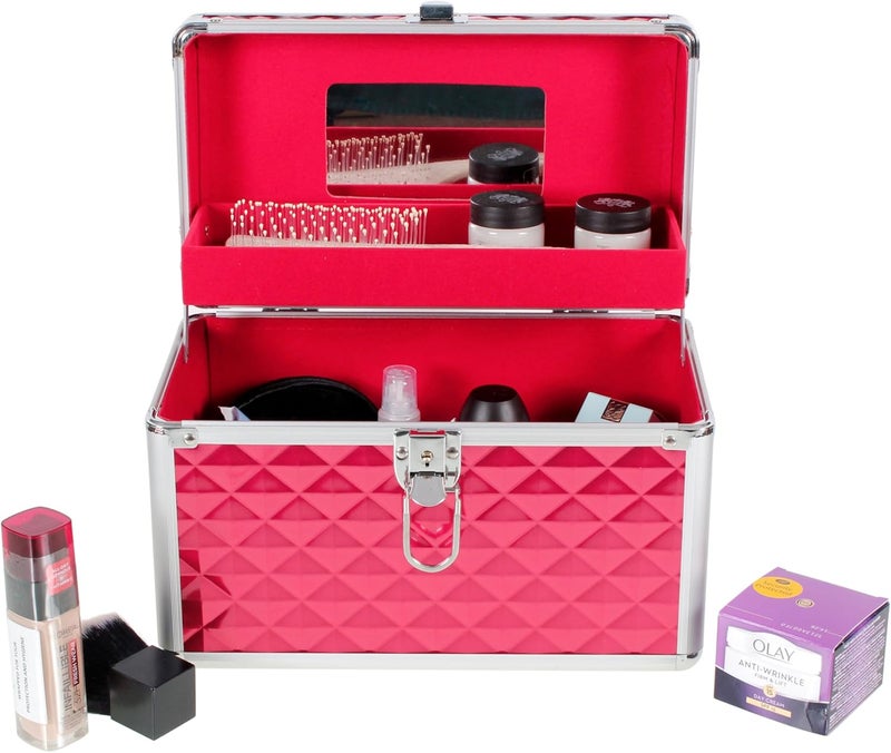 AR BRAND EST. 2021 Aluminium Hard Make Up Travel Storage Box Cosmetic Beauty Vanity Case Organiser - Image 2