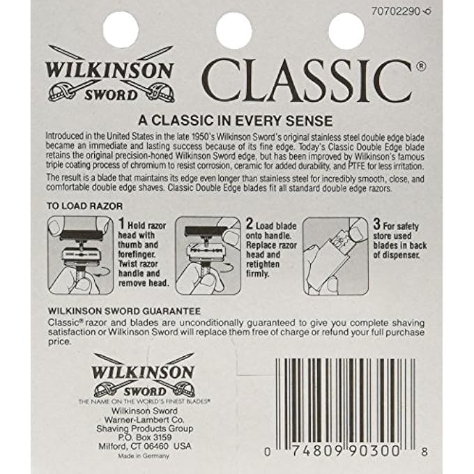 Wilkinson Sword Schick Wilkinson Sword Classic Stainless Steel Double Edge Razor Blades 5 Count Pack of 20 - Image 2
