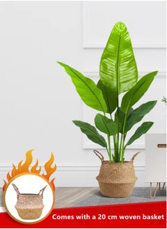 Kutis 1-Piece Artificial Bird of Paradise Plant Artificial Banana Tree Artificial Plant with Woven Basket 120 cm  - Image 4
