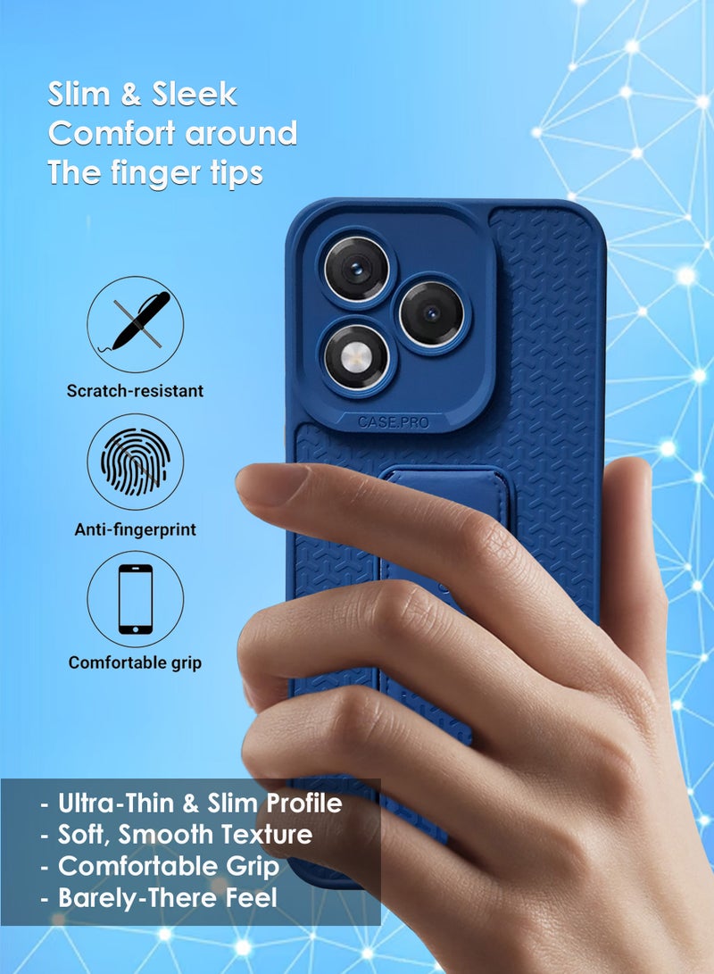 Honor 400 Lite Hand Grip Case Cover - Magnetic Hand Grip Holder & Kickstand - Strong Grip for Magnetic Car Holder, Stylish Silicone Case & Functional, Ultimate Convenience & Hands-Free Viewing - Navy Blue - Image 4