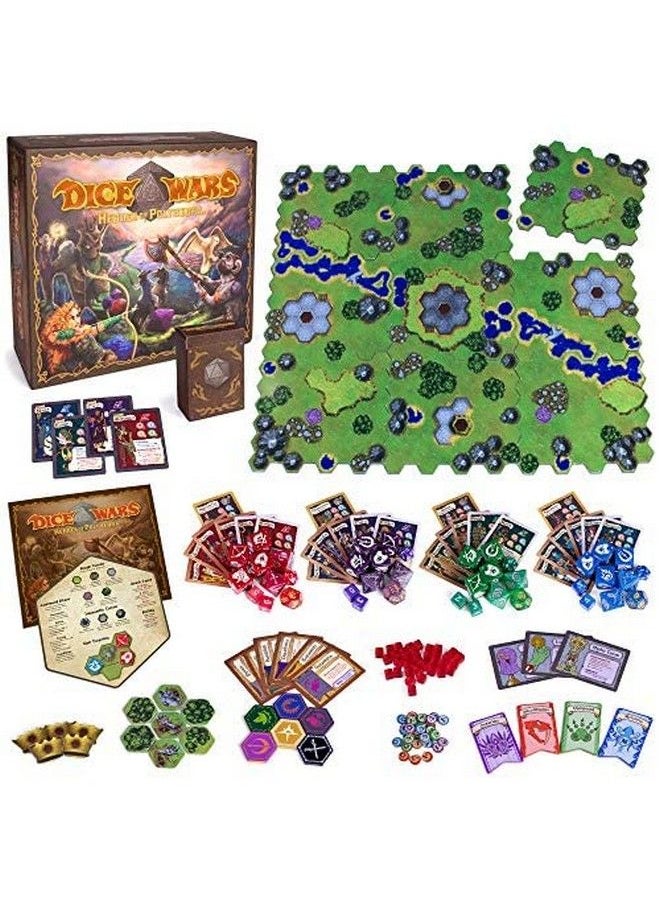 Wiz Dice - Dice Wars: Heroes Of Polyhedra Tabletop Strategy Board Game For 24 Players With Illustrated Cards Miscellaneous Dice Set And A Large Modular Hex Grid Ages 14 And Up 11 X 10 X 4 - Image 1