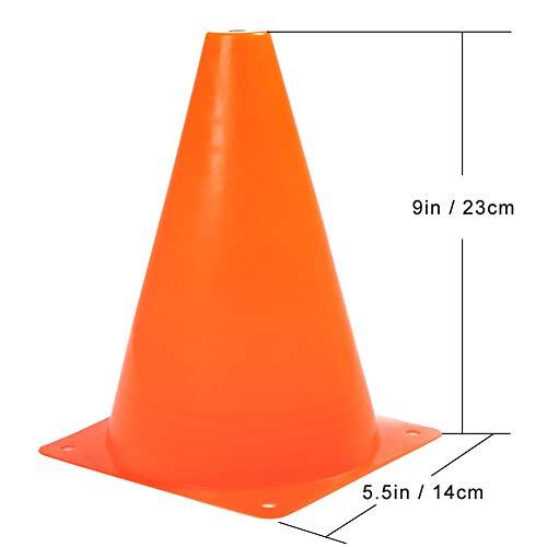 Fragraim 9 Inch Plastic Training Traffic Cones, Sport Cones, Agility Field Marker Cones for Soccer Basketball Football Drills Training, Outdoor Activity or Events - Set of 24, Orange - Image 4