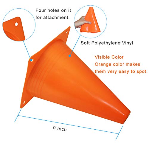 Fragraim 9 Inch Plastic Training Traffic Cones, Sport Cones, Agility Field Marker Cones for Soccer Basketball Football Drills Training, Outdoor Activity or Events - Set of 24, Orange - Image 2