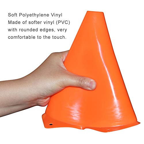 Fragraim 9 Inch Plastic Training Traffic Cones, Sport Cones, Agility Field Marker Cones for Soccer Basketball Football Drills Training, Outdoor Activity or Events - Set of 24, Orange - Image 3