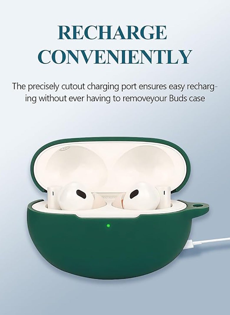 Silicone Protective Case Cover for Realme Buds Air6 Pro with Keychain Cover (Green) - Image 3