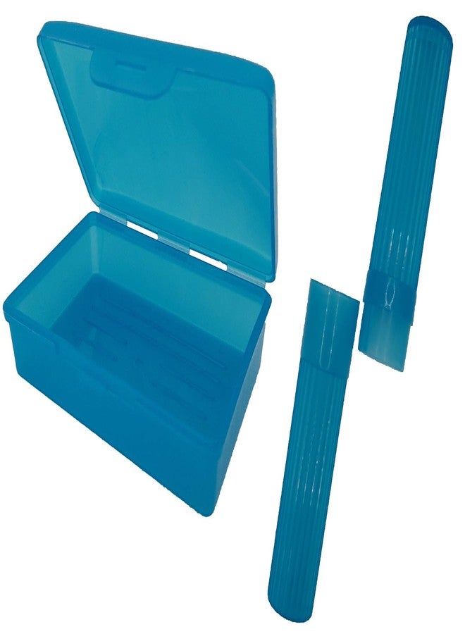 American Comb غطاء فرشاة أسنان أمريكي باللون الأزرق وصندوق صابون - ألوان متطابقة - غطاء فرشاة الأسنان، طبق صابون للسفر، حامل طبق صابون للسفر - مجموعة بلاستيكية محمولة مع غطاء - Image 1