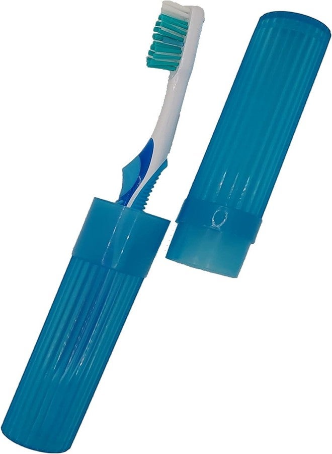 American Comb غطاء فرشاة أسنان أمريكي باللون الأزرق وصندوق صابون - ألوان متطابقة - غطاء فرشاة الأسنان، طبق صابون للسفر، حامل طبق صابون للسفر - مجموعة بلاستيكية محمولة مع غطاء - Image 3