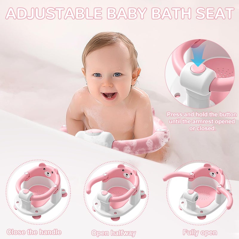 Himold Baby Bath Seat for Babies 6 Months & up, Non-Slip Toddler Bath Seats for Babies Sitting Up, Safe Infant & Newborn Bathtub Chair with 4 Suction Cups & Soft Cushion for Shower,Pink - Image 5