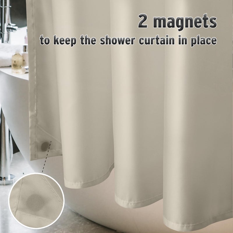Titanker Fabric Shower Curtain Liner Washable, 70 x 72 Inches, Khaki Shower Liner Fabric with 2 Magnets, Waterproof Bathroom Shower Liner Soft Lightweight Polyester, Khaki - Image 4