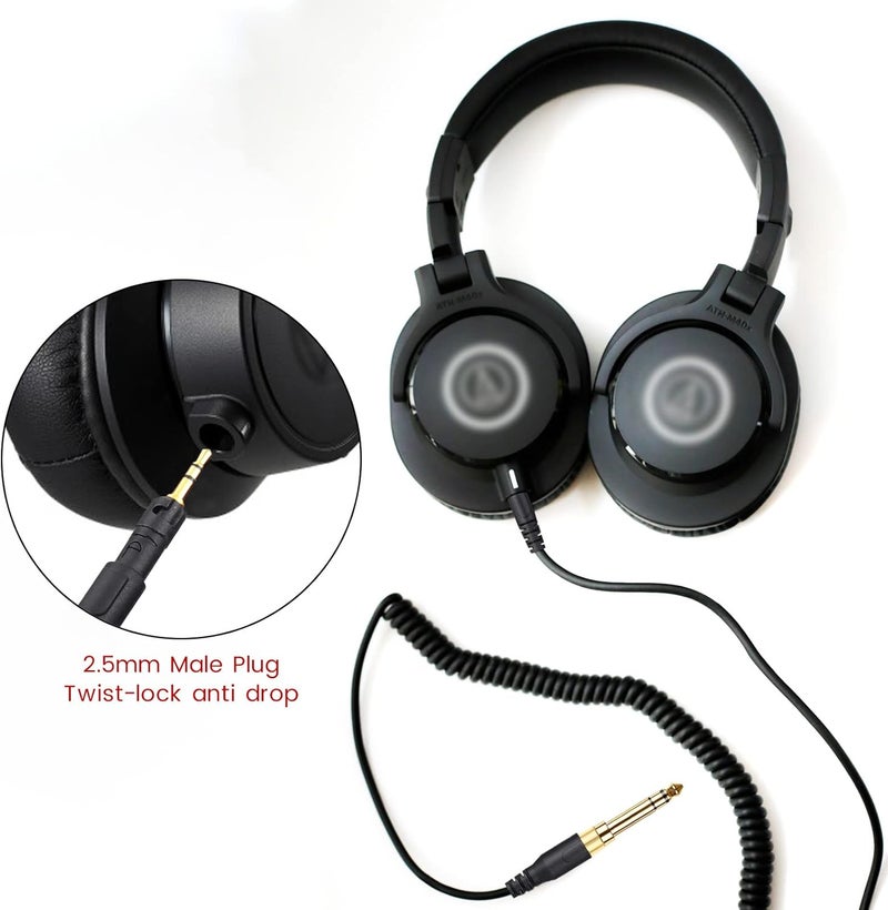 weishan كابل ويشان ATHM50x بديل لكابل AUX الملفوف لسماعات الرأس Audio Technica M40x M70x السلكية 25mm إلى 35mm18 سلك تمديد مع محول 635mm14 14 قدم - Image 3