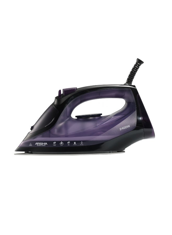 Arshia Steam Iron – 2400W – Non-Stick Soleplate – Purple - Image 1
