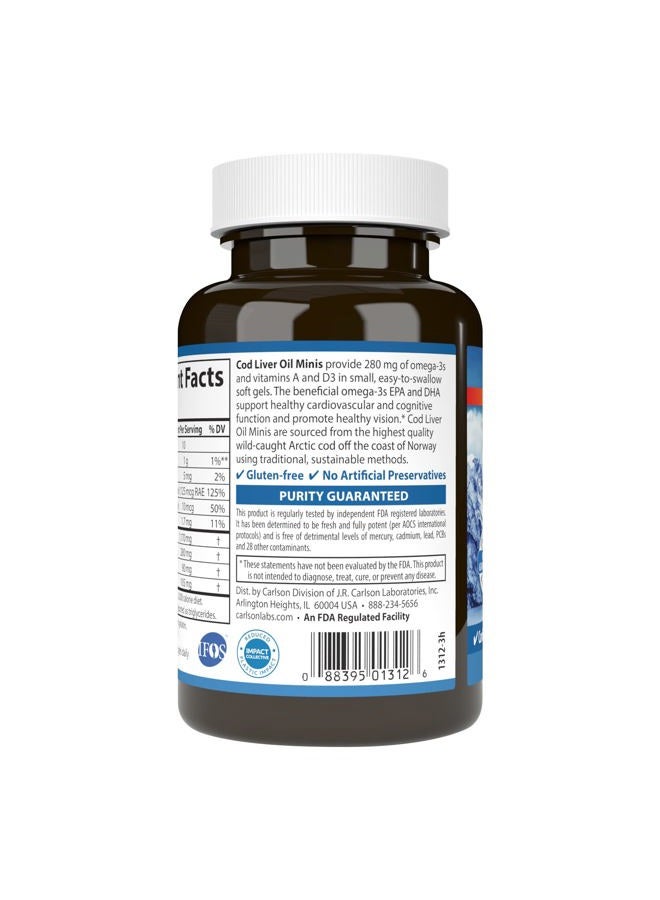 Carlson Wild Norwegian, Cod Liver Oil Minis, 250 Mini Soft Gels - Image 3
