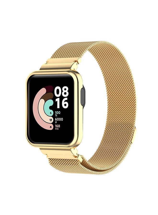 O Ozone Metal Straps Compatible with Mi Smart Watch Lite/Redmi Band Milanese Magnetic Stainless Steel Mesh Bracelet Loop WristBand Strap for Women Men (Classic Gold)  - Image 1
