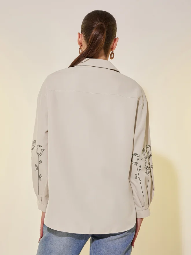 Take Two Take Two Floral Print Long Sleeve Spread Collar Shirt