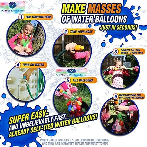 Jiada Automatic Fill and Tie Magic Water Balloons for Holi - Multicolour (Pack of 6 (222 Balloons) - Image 2